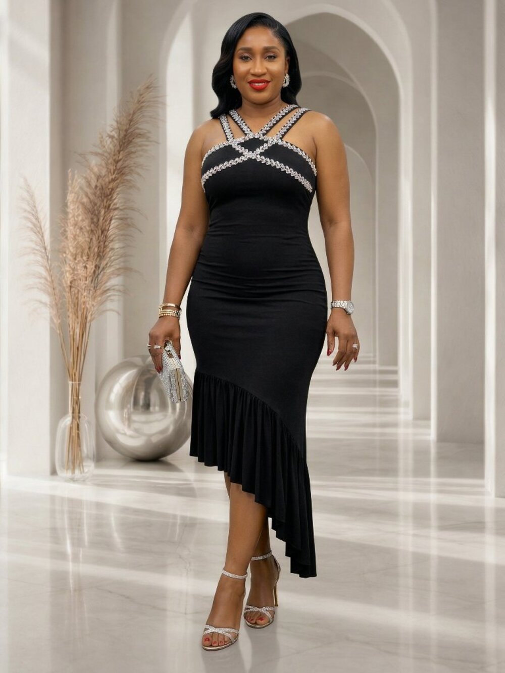 Zaya Black Encrusted dress